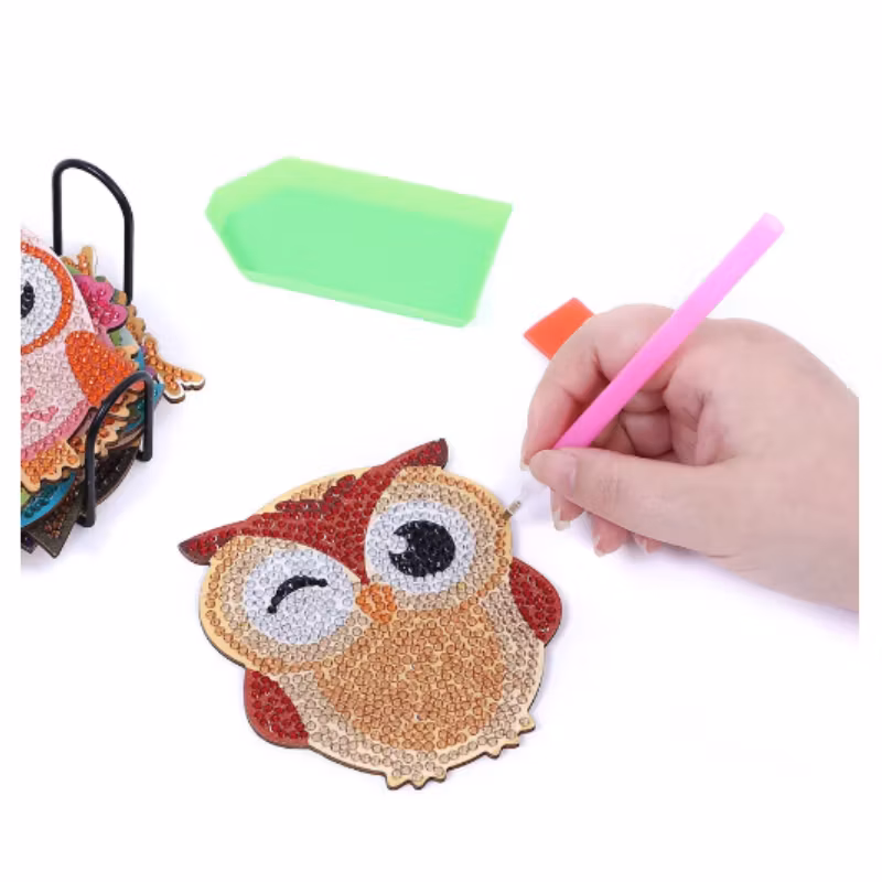 Diamond Painting Glasunderlägg 10-Pack Ugglor