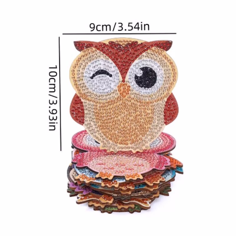 Diamond Painting Glasunderlägg 10-Pack Ugglor