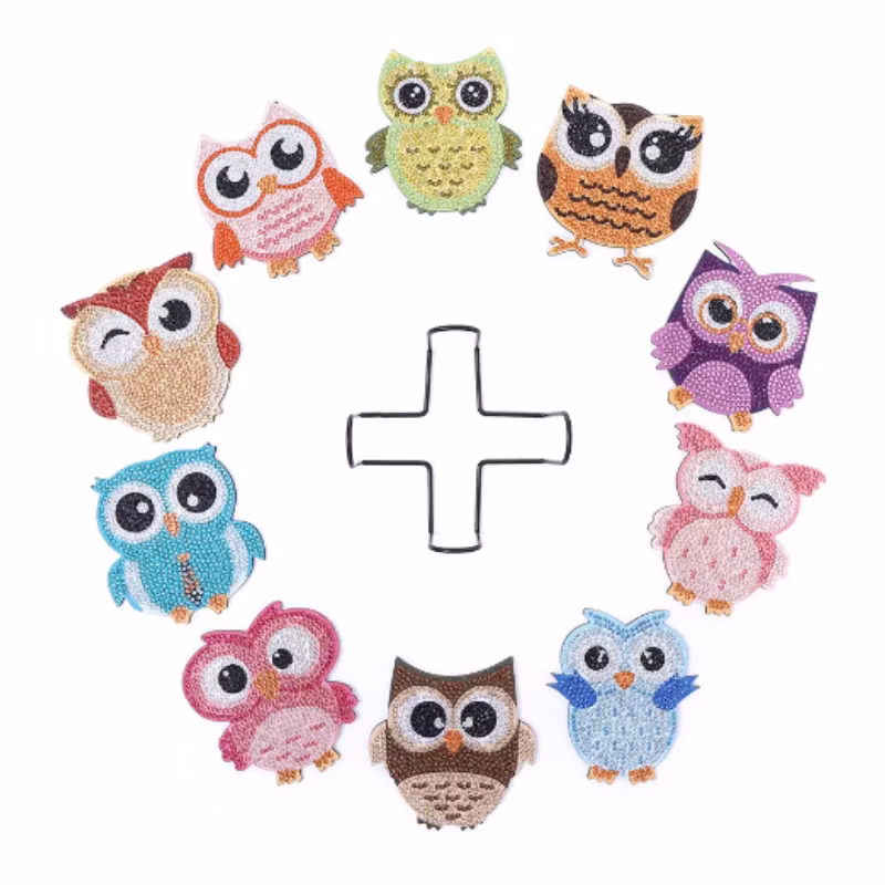 Diamond Painting Glasunderlägg 10-Pack Ugglor