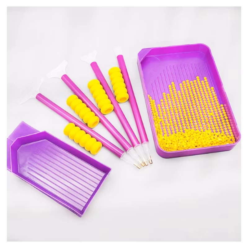 Diamond Painting Set Med Tråg, Pennor, ergonomiska grepp och vax