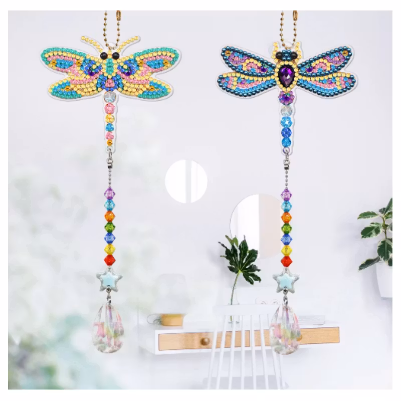 Diamond Painting Fönsterhängen / Solfångare 2-Pack Trollslända -REA