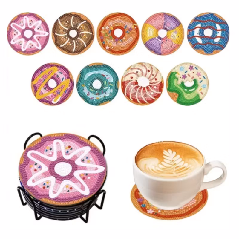 Diamond Painting Glasunderlägg 9-Pack Donuts