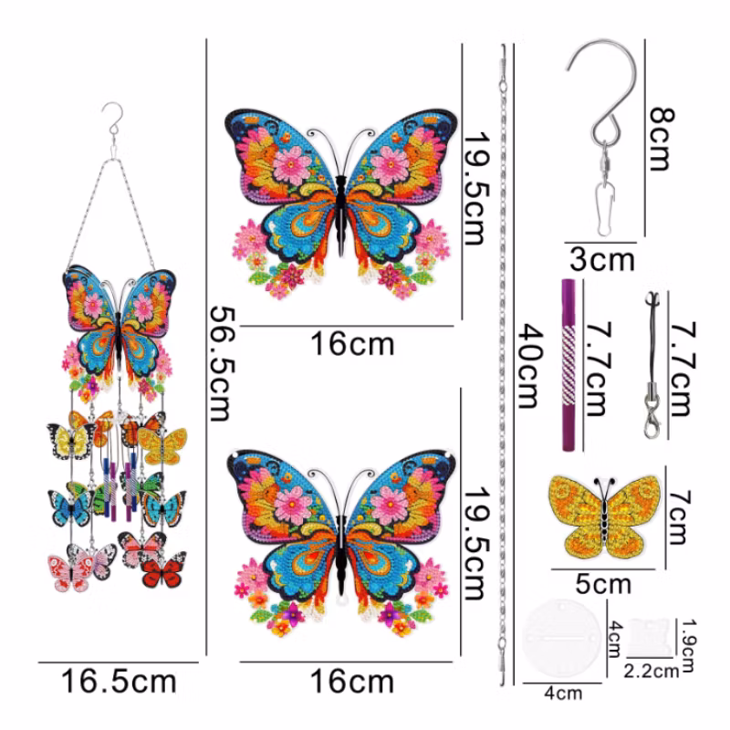 Diamond Painting Vindspel Fönsterhänge Fjärilar