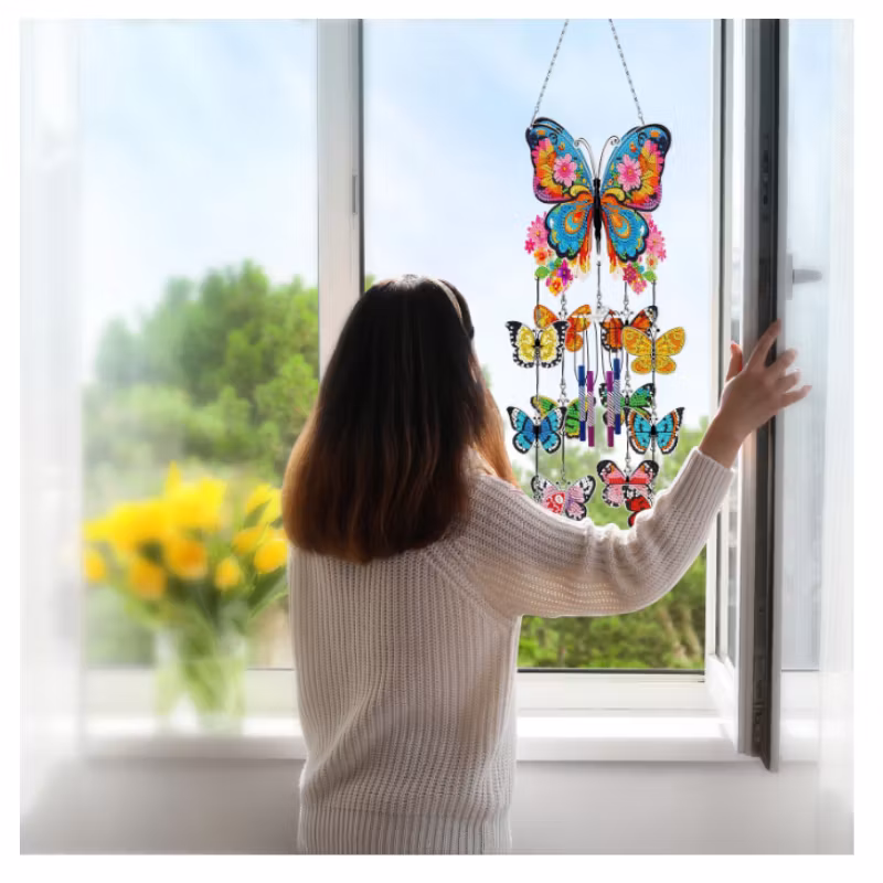 Diamond Painting Vindspel Fönsterhänge Fjärilar
