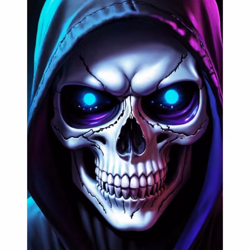 Diamanttavla Skull With Hoodie 40x50