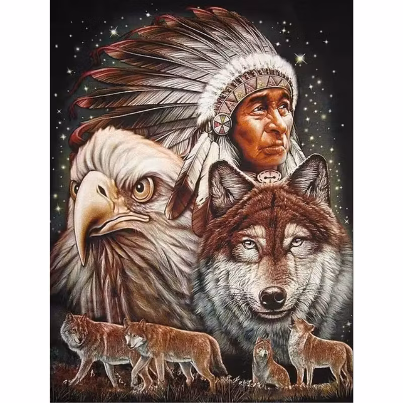 Diamanttavla Native American 40x50