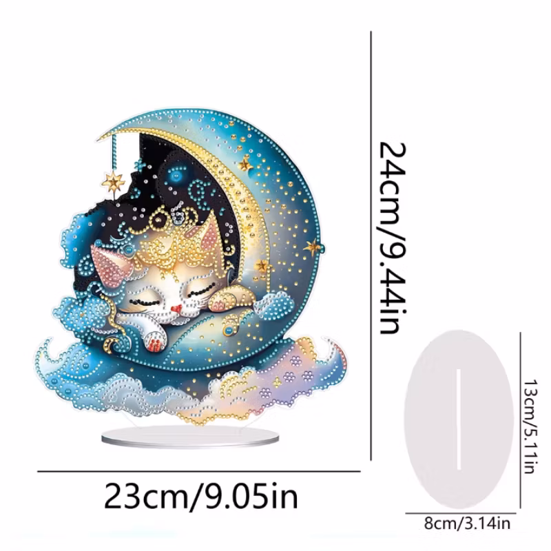 Diamond Painting Bordsdekoration Månkatt