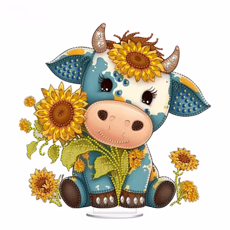 Diamond Painting Bordsdekoration Kossa Med Solros