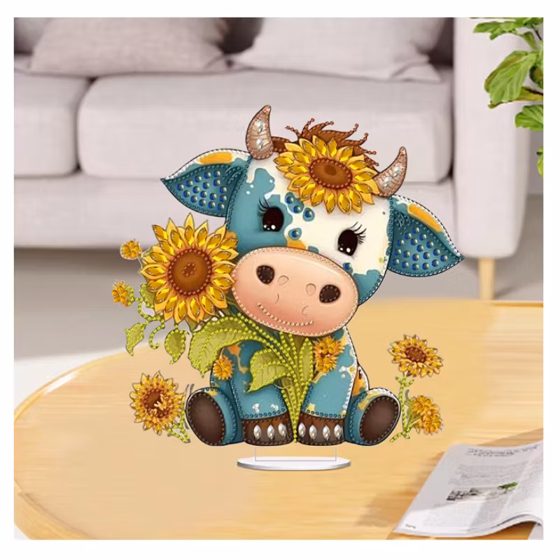 Diamond Painting Bordsdekoration Kossa Med Solros