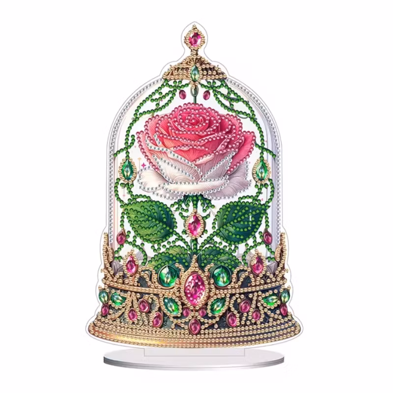 Diamond Painting Bordsdekoration Ros I Glaskupa