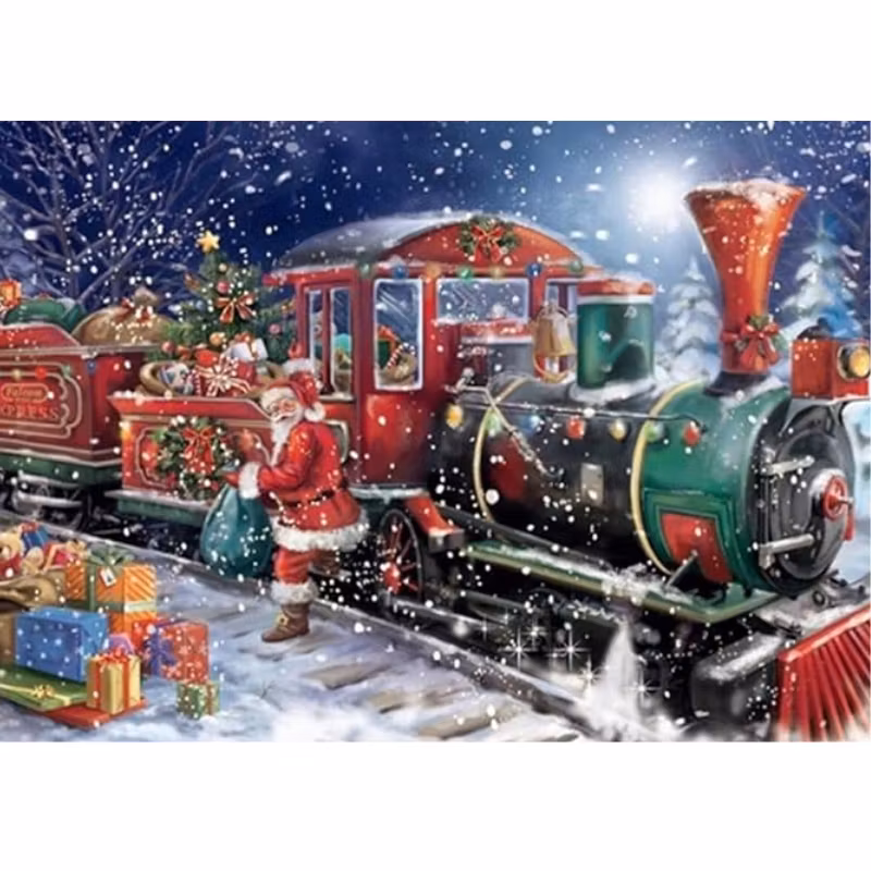 Diamanttavla Julklappståget 50x70