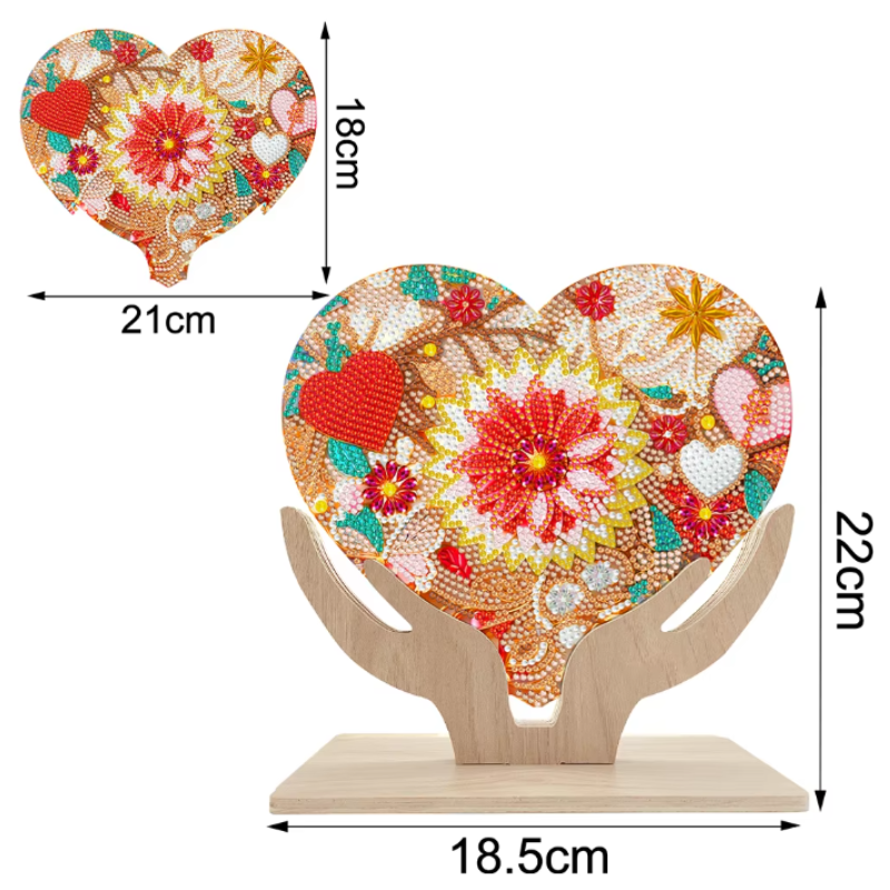 Diamanttavla Bordsdekoration Hjärta I Händer Blomma