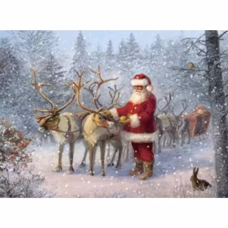 Diamanttavla Tomten Med Sina Renar 40x50