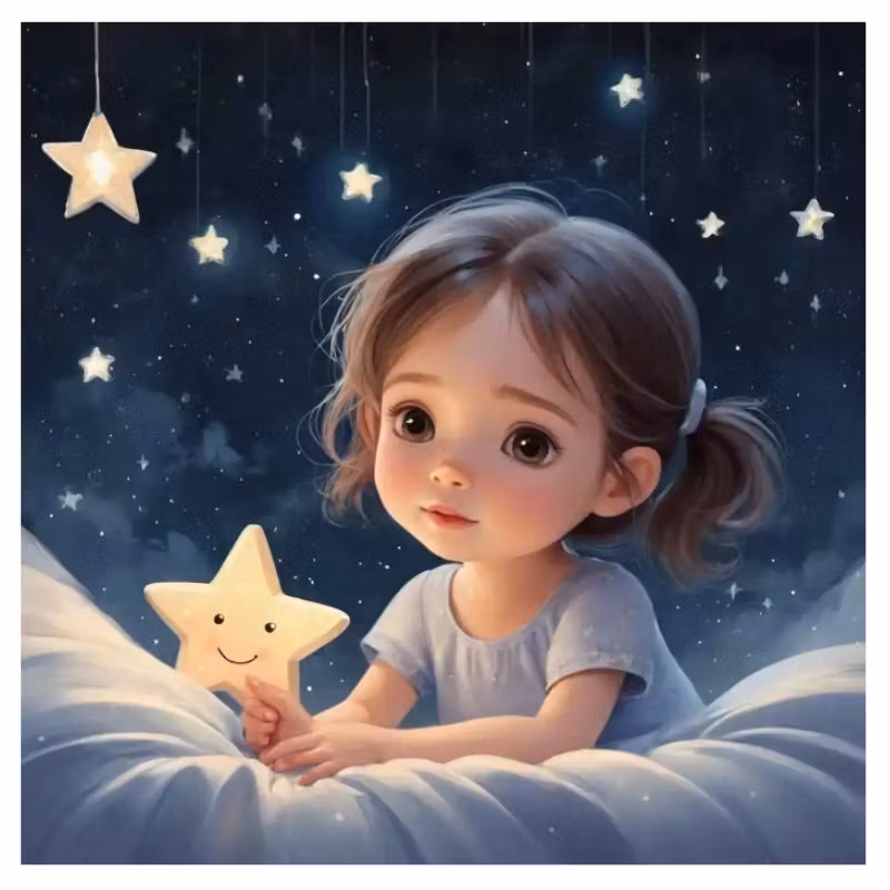 Diamanttavla Flicka Med Stjärnor 40x40 -REA