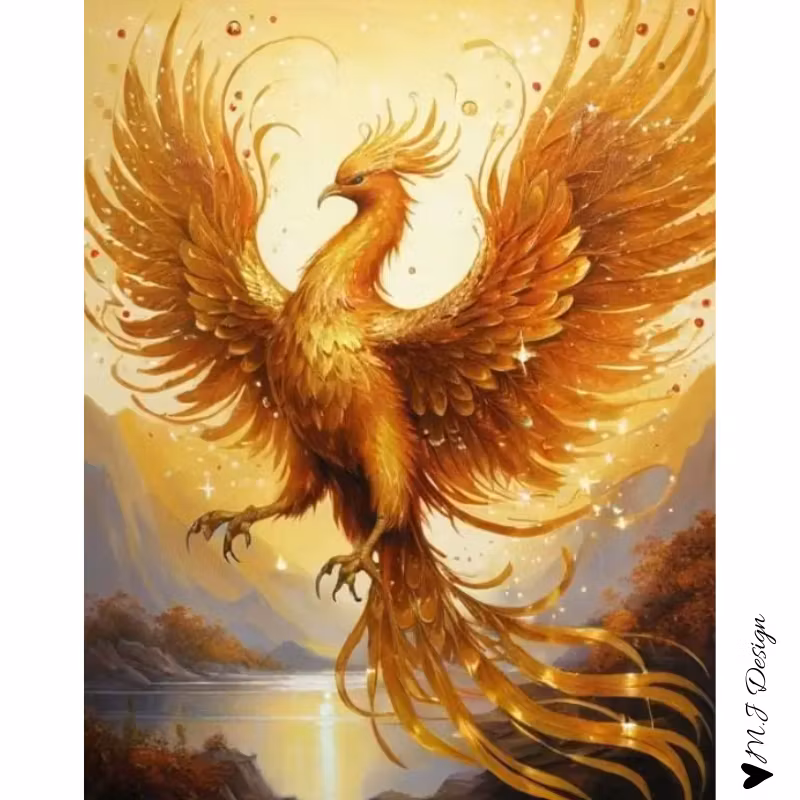 Diamanttavla Golden Phoenix 40x50
