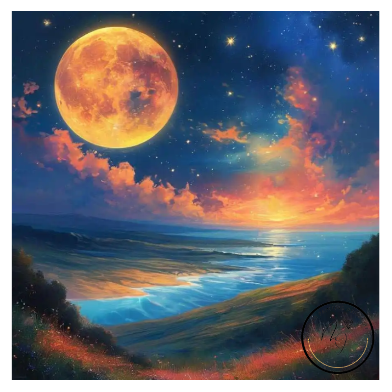 Diamanttavla Red Moon 50x50
