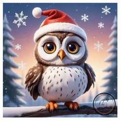 Diamanttavla Christmas Owl 30x30 - REA