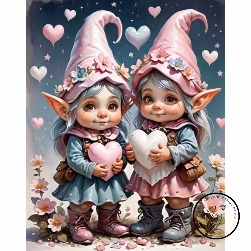 Diamanttavla Gnome Girls 40x50