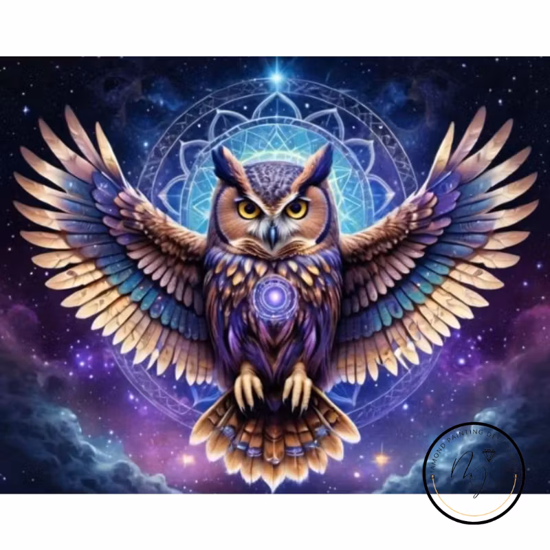 Diamanttavla Universe Owl 40x50