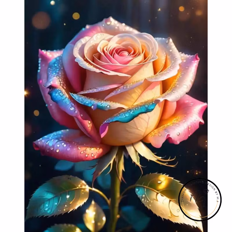 Diamanttavla Vacker Ros 40x50