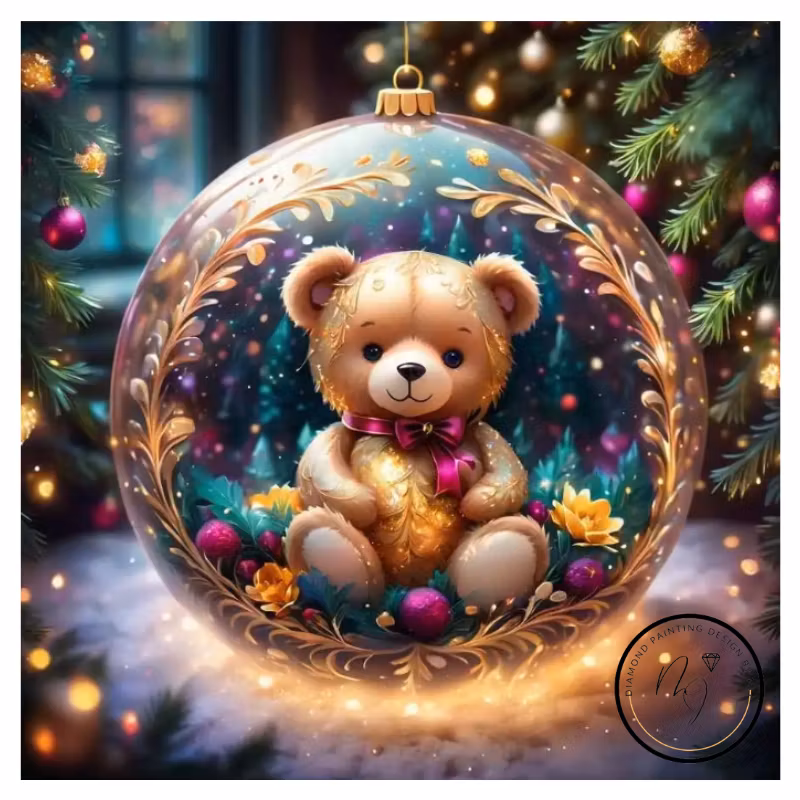 Diamanttavla Nalle I Glaskula 50x50