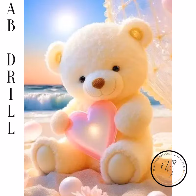 Diamanttavla AB Drills Nalle Med Hjärta 40x50