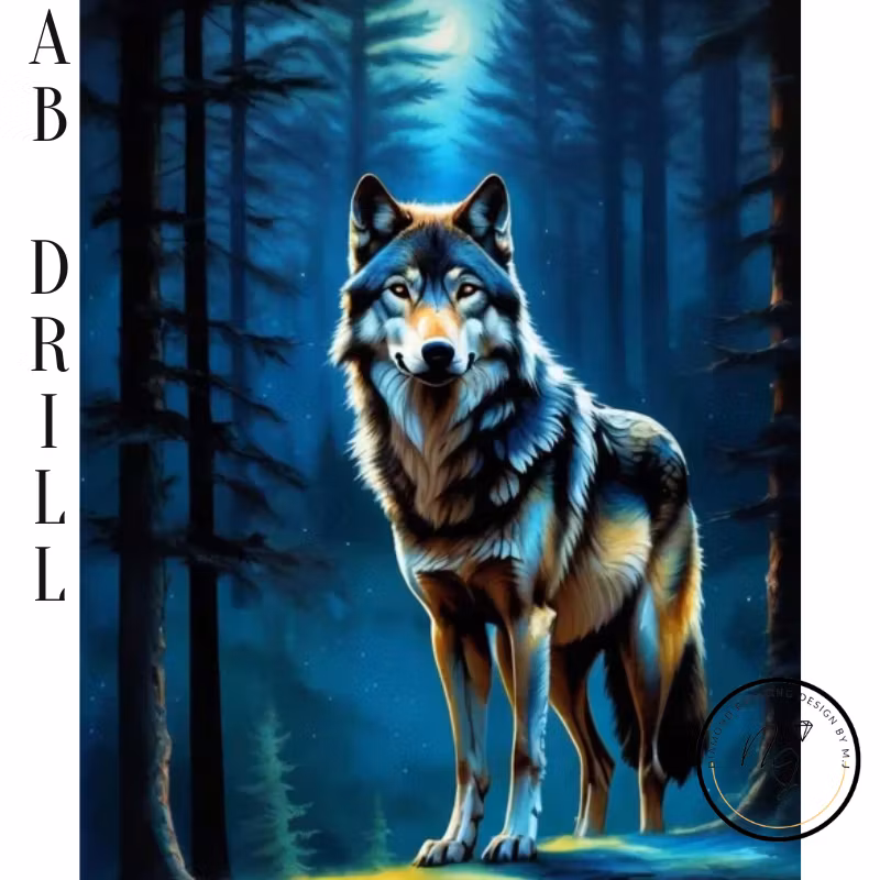 Diamanttavla AB Drills Varg Nattskog  40x50