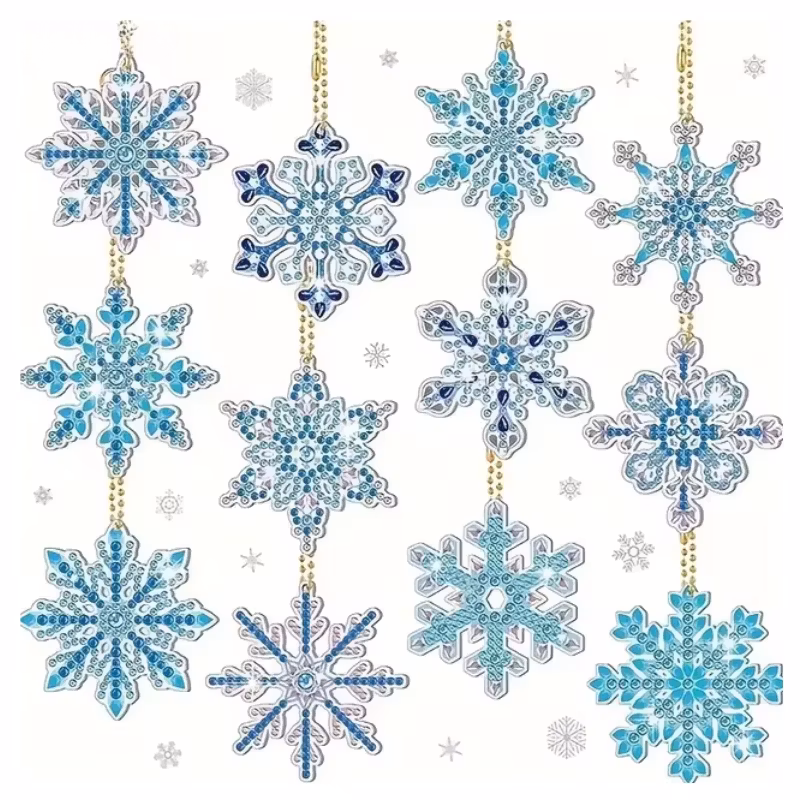 Diamond Painting Hängen 12-Pack Snöflingor