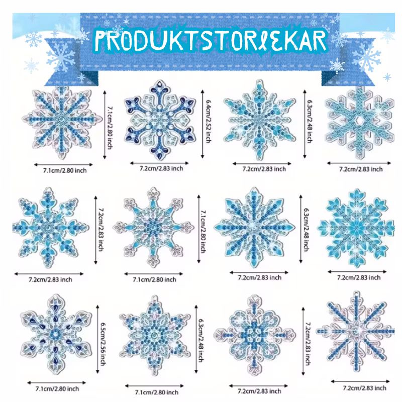 Diamond Painting Hängen 12-Pack Snöflingor