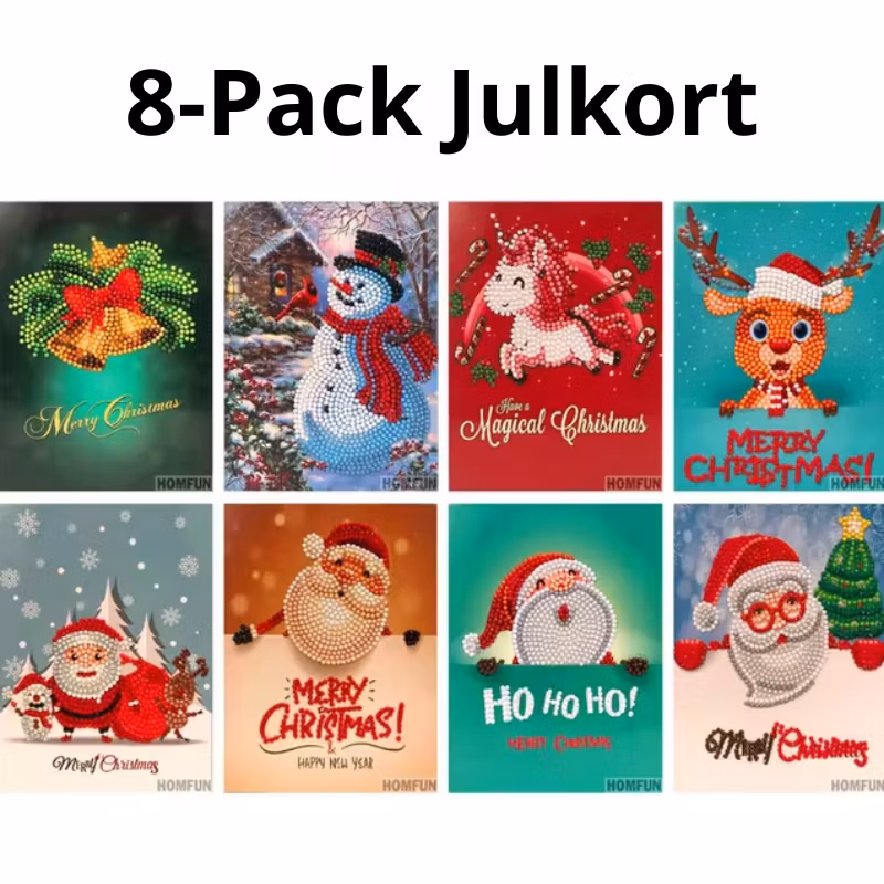 Diamond Painting Julkort 8-pack 20x15 cm