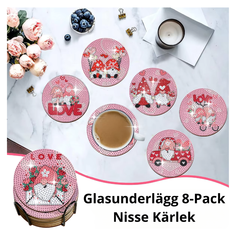 Diamond Painting Glasunderlägg 8-Pack Nisse Kärlek
