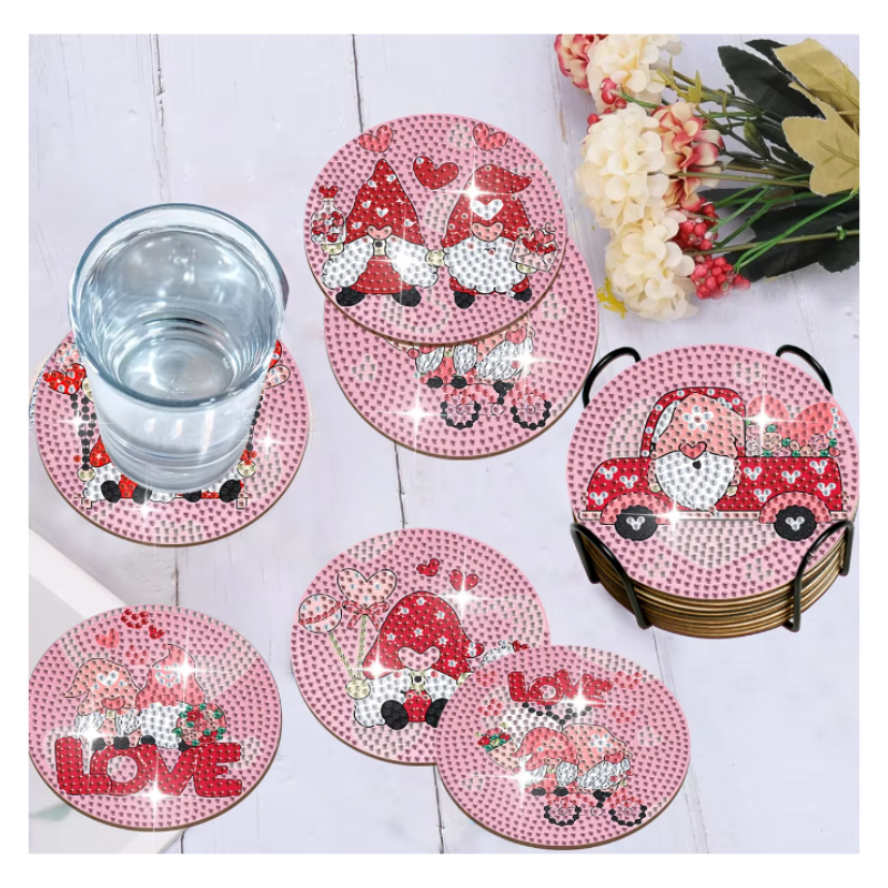 Diamond Painting Glasunderlägg 8-Pack Nisse Kärlek