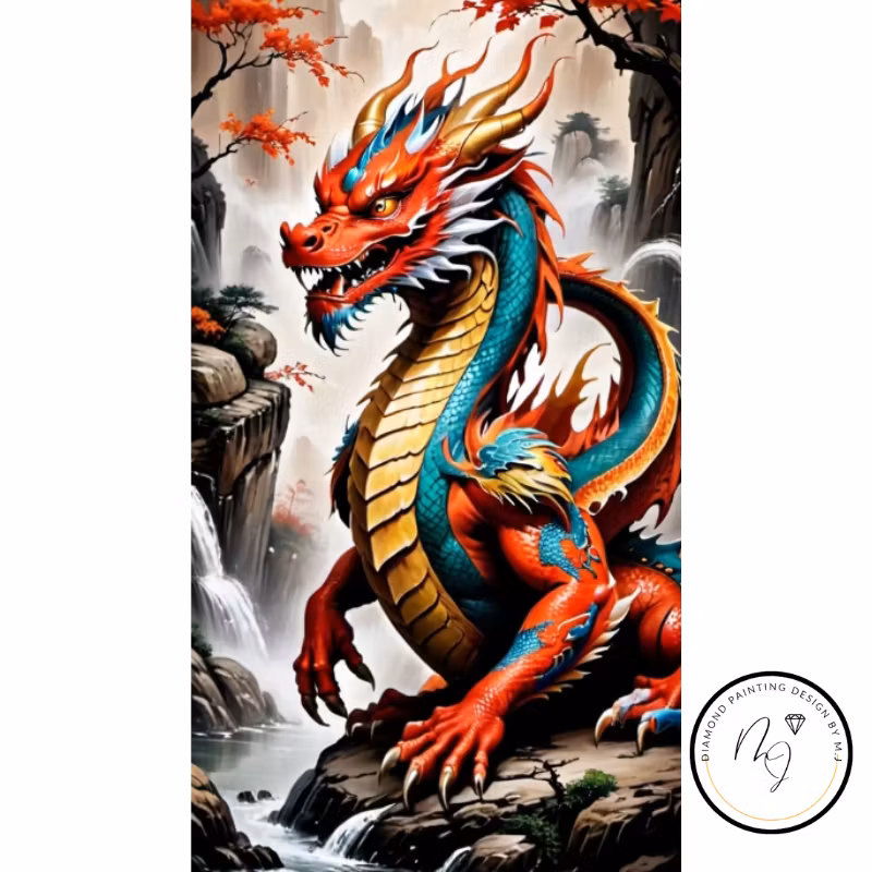 Diamanttavla Red Dragon 50x100