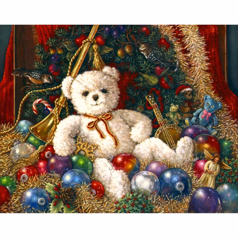 Diamanttavla Christmas Bear 40x50