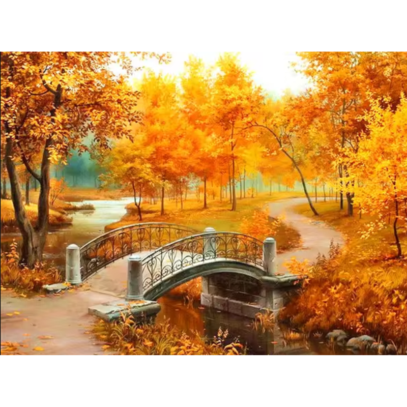 Diamanttavla Bridge Autum 40x50