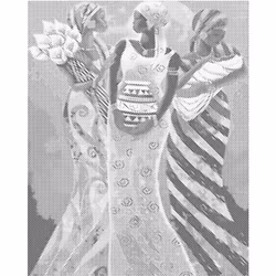 One Color Dot Painting African Women 40x50