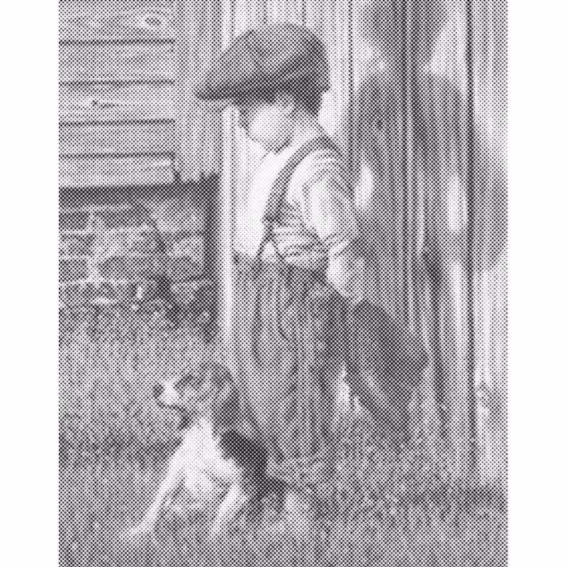 One Color Dot Painting Boy And His Dog 40x50