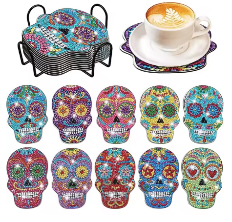 Diamond Painting Glasunderlägg 8-Pack Döskalle