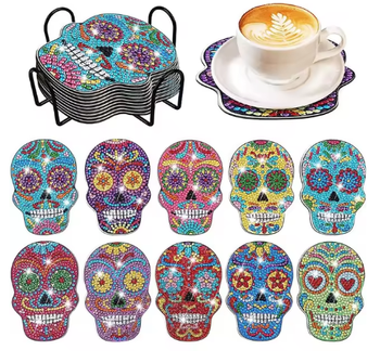 Diamond Painting Glasunderlägg 8-Pack Döskalle