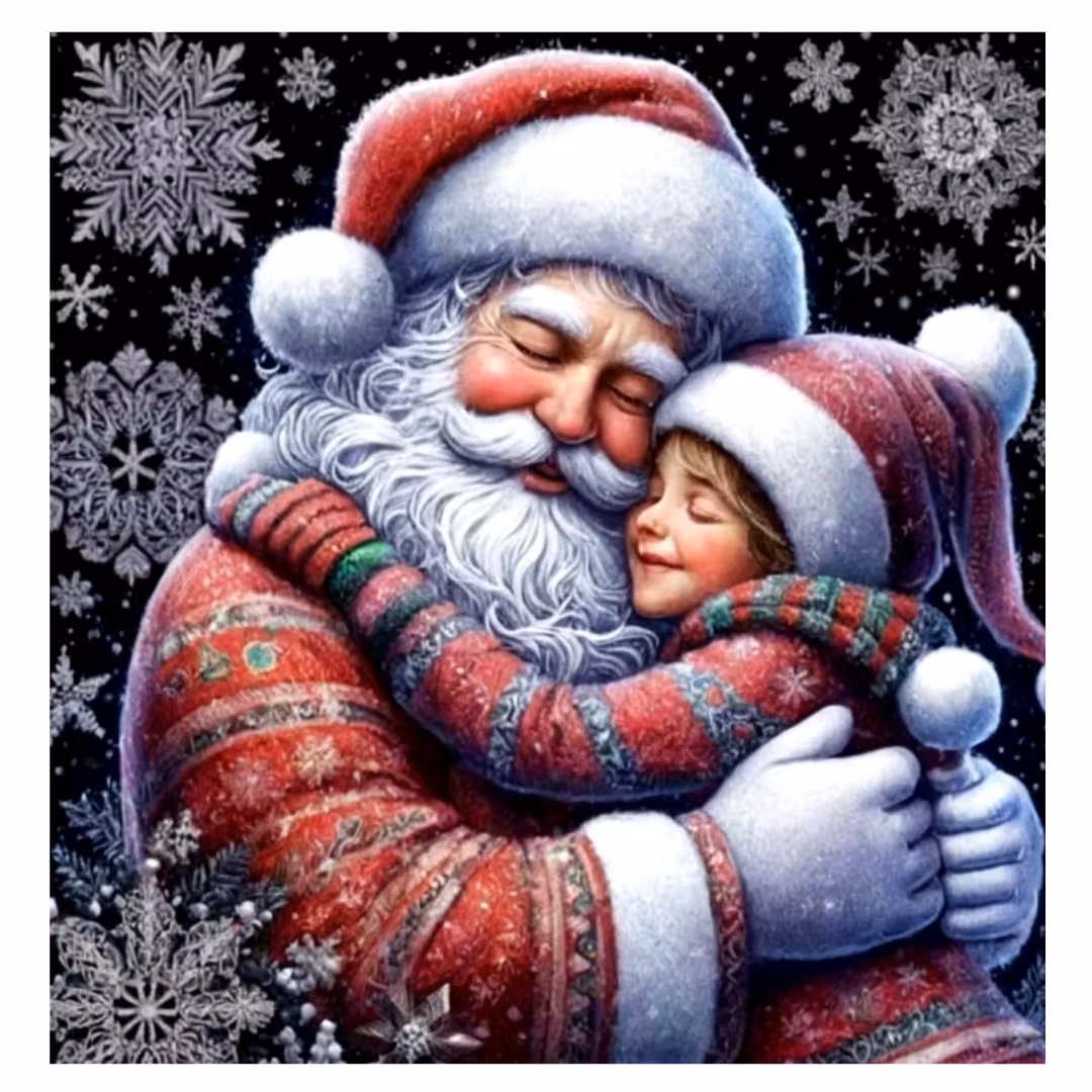 Diamanttavla Santa With Girl 50x50