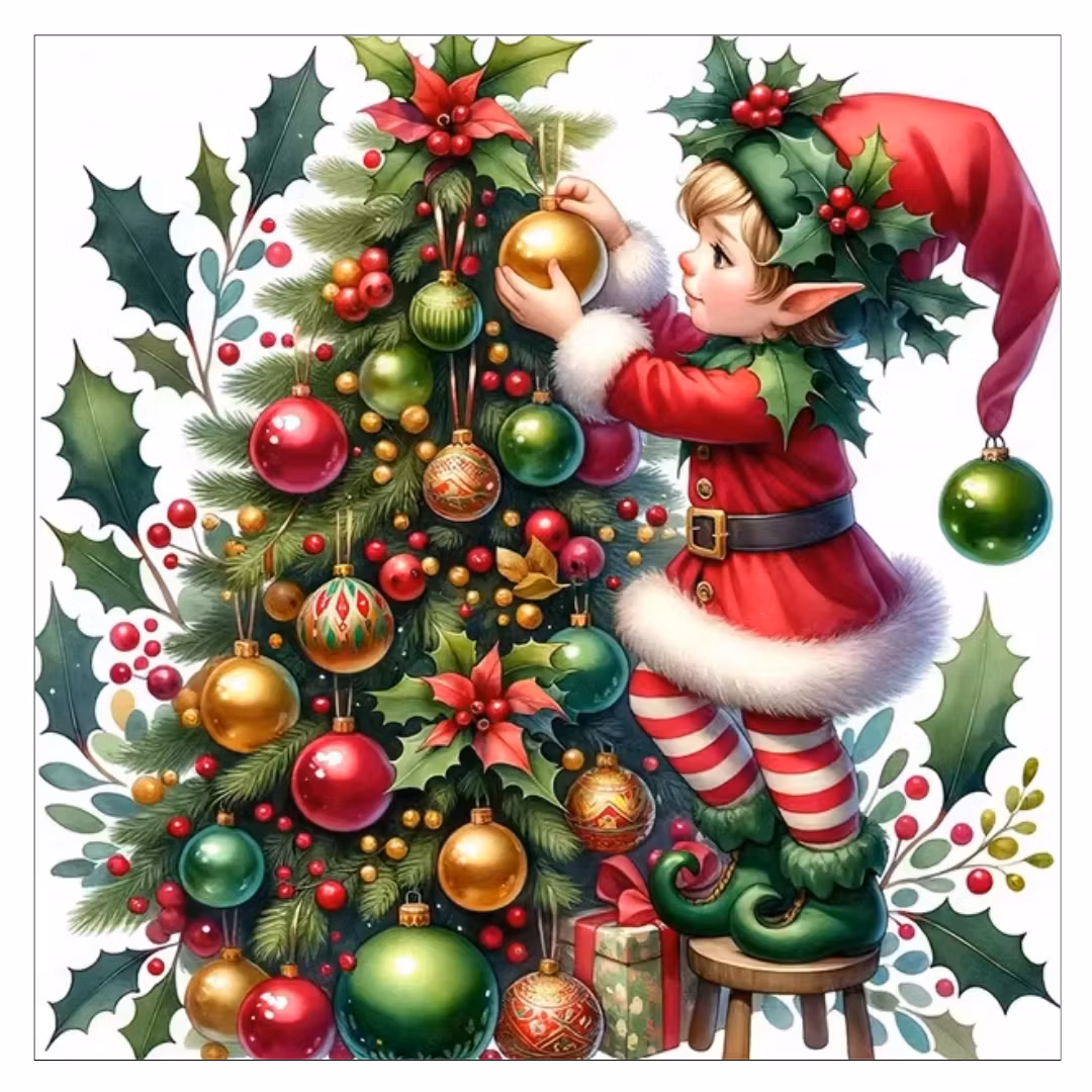 Diamanttavla Nisse Julgran 40x40