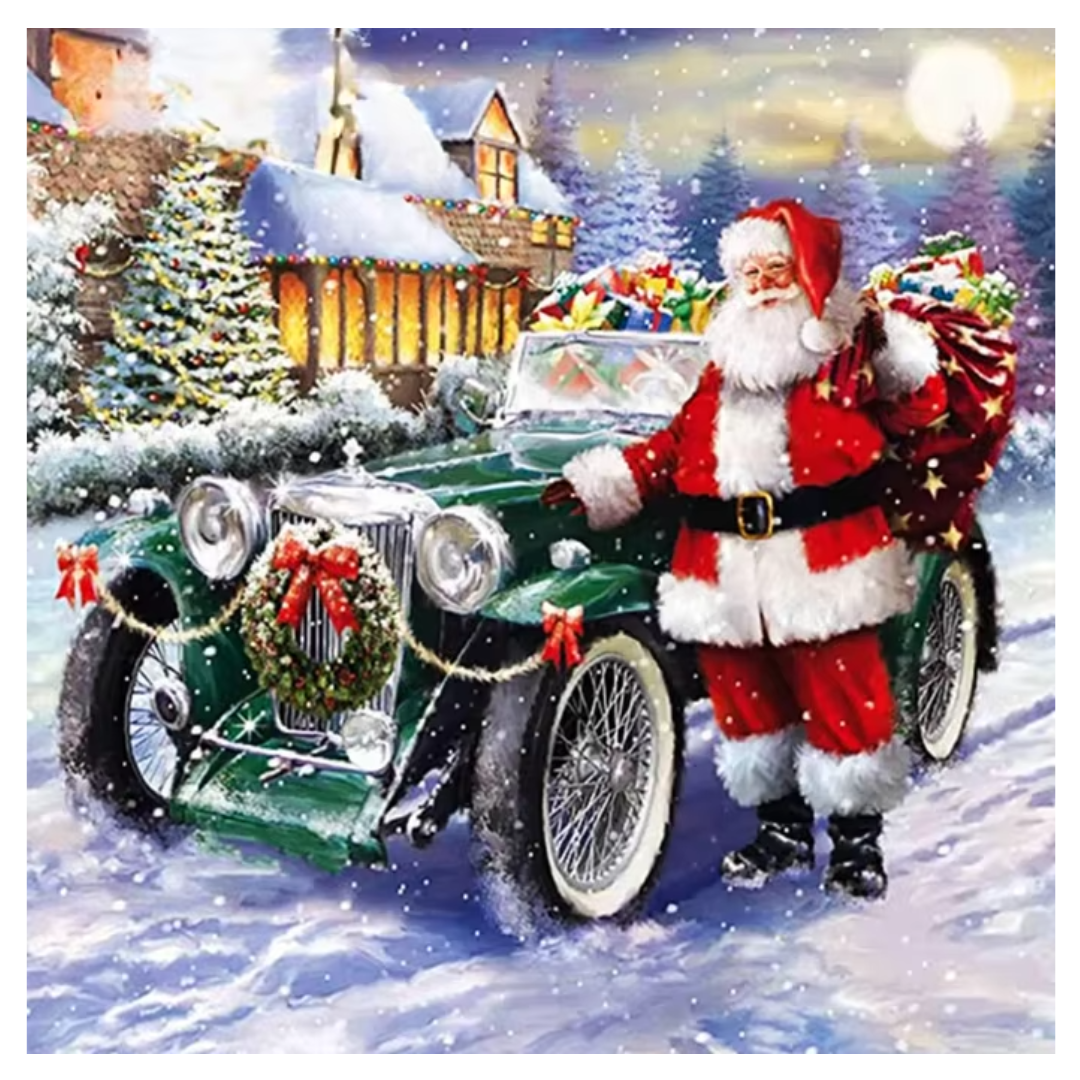 Diamanttavla Tomte Med Bil 50x50