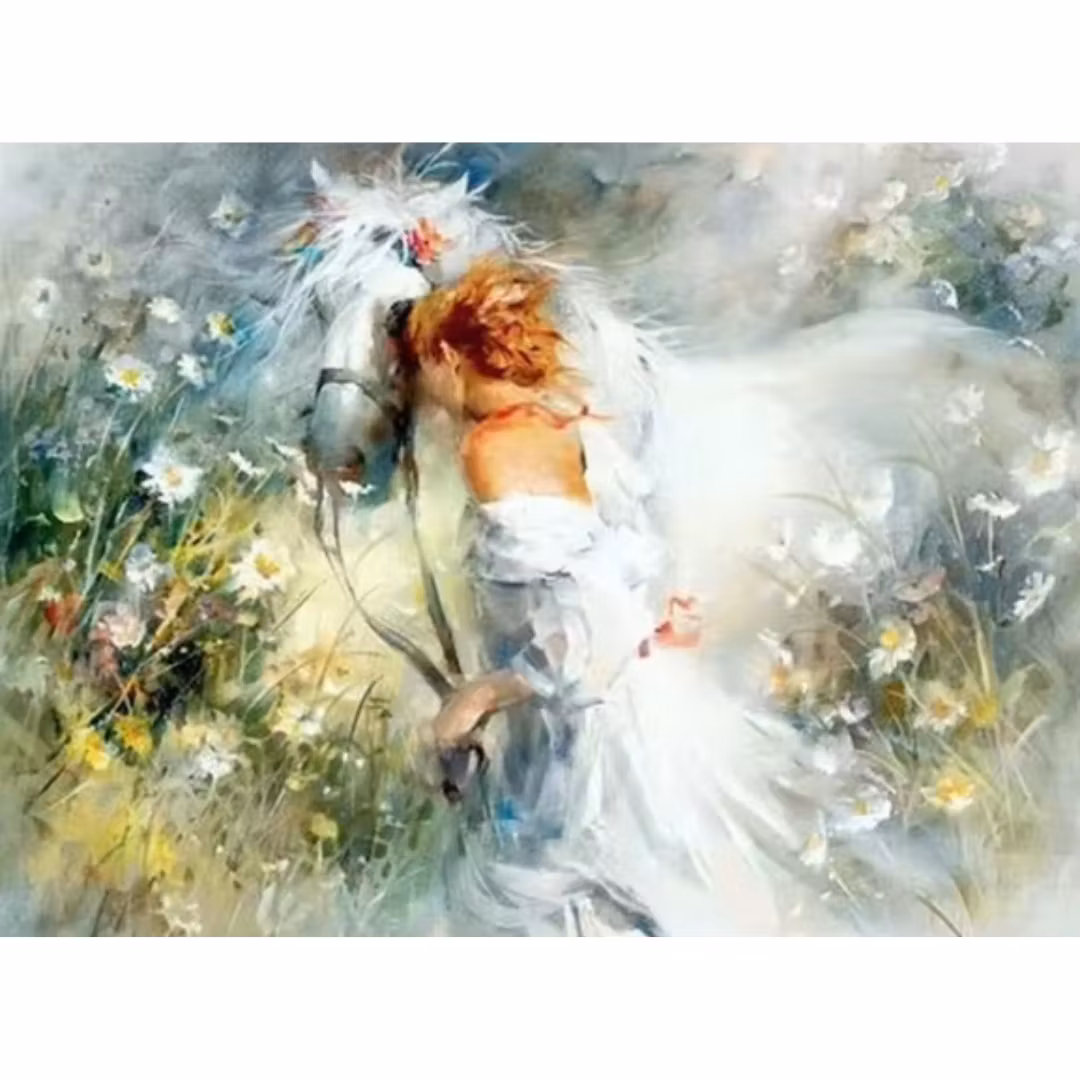 Diamanttavla Kvinna Med Häst 40x50