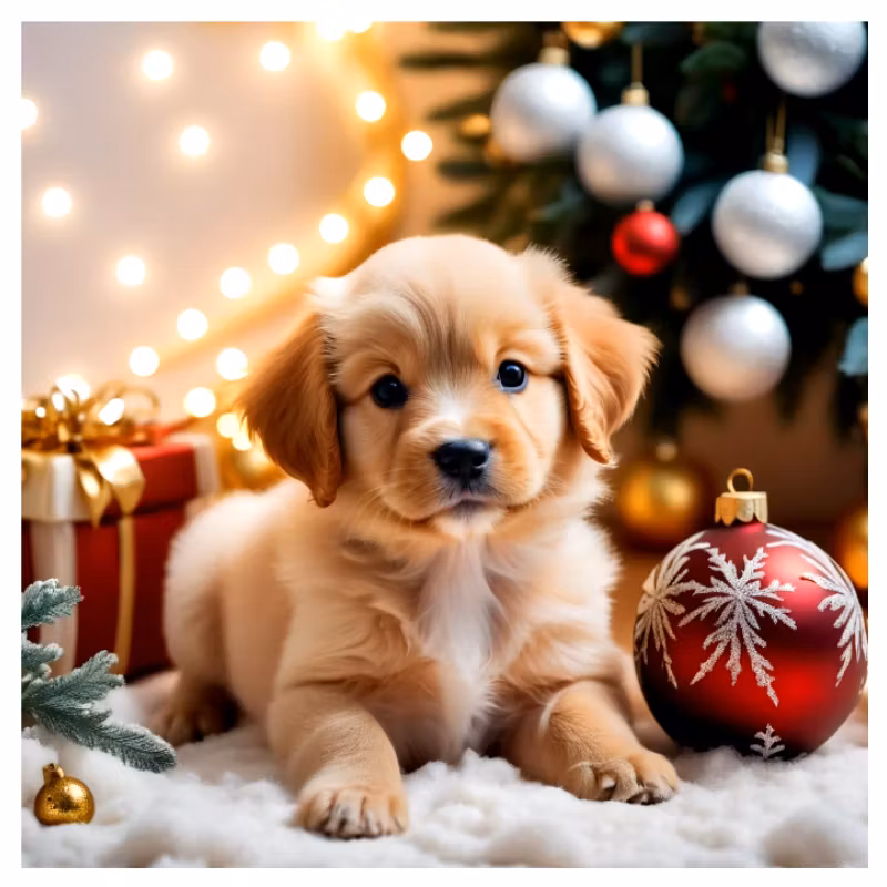 Diamanttavla Christmas Puppy 40x40