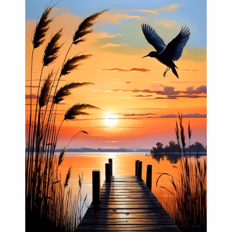 Diamanttavla Solnedgång Brygga 40x50