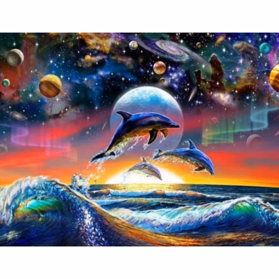 Diamanttavla Dolphins Universe 40x50