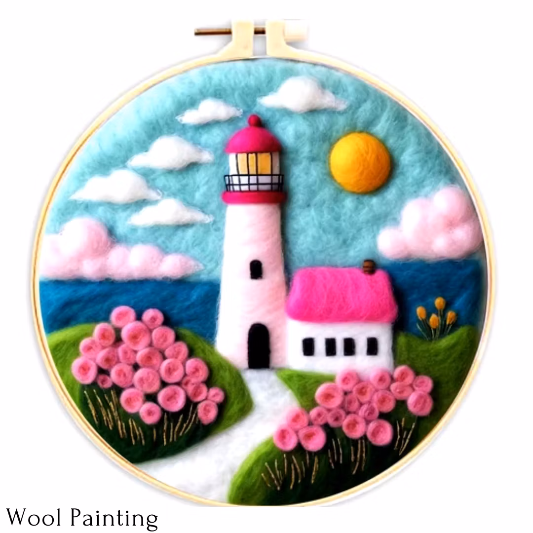 Wool Painting Fyrhus 20x20