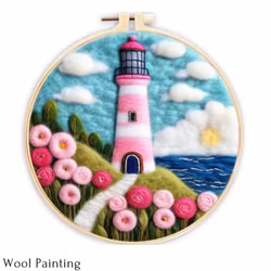 Wool Painting Fyr Blomsteräng 20x20