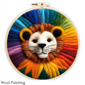 Wool Painting Lion 20x20