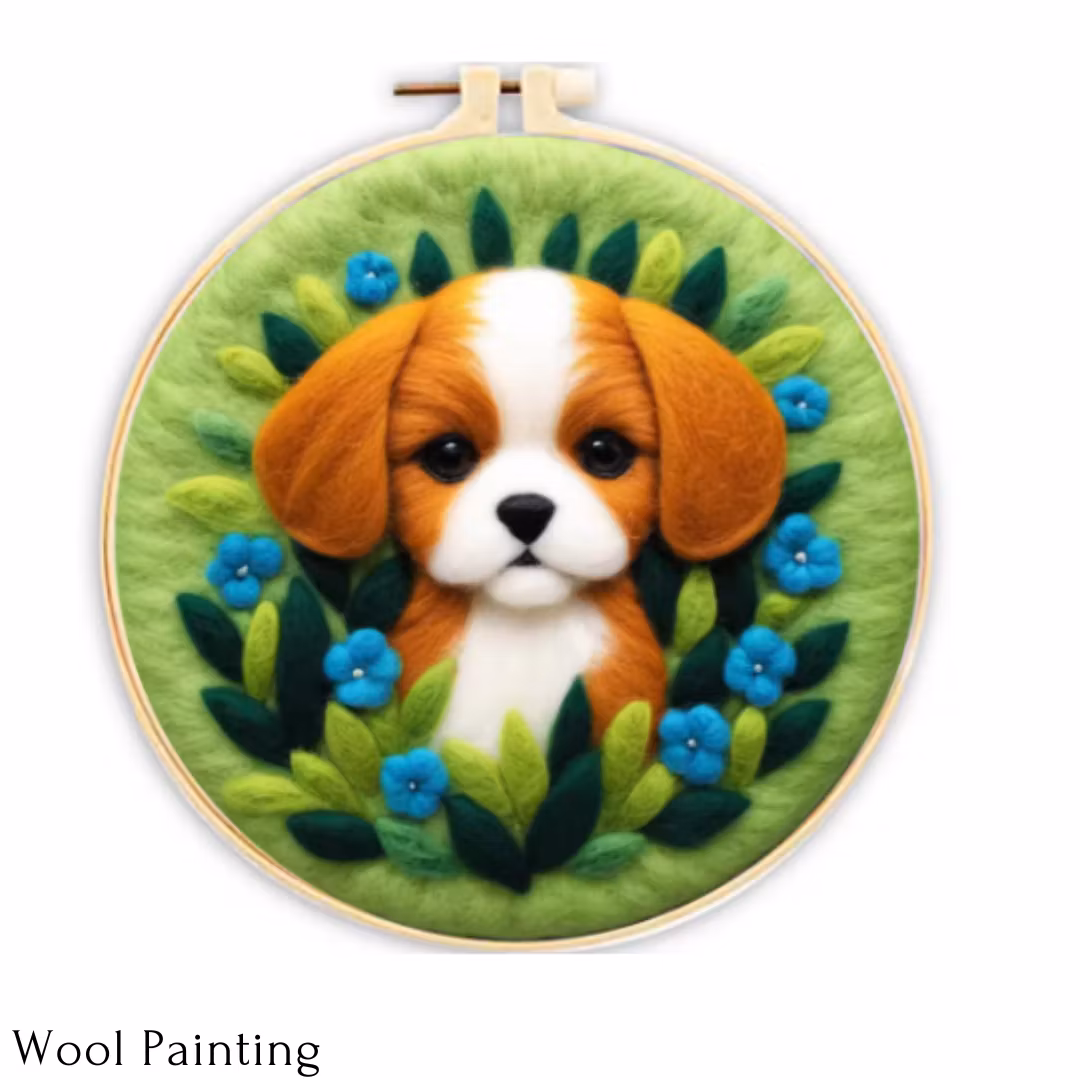 Wool Painting Hund 20x20